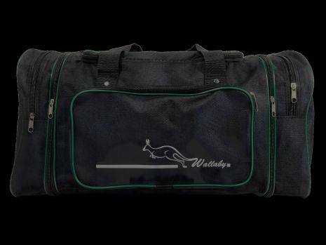 Дорожная сумка Wallaby на 2 отделения, черная с зеленым (365-3)