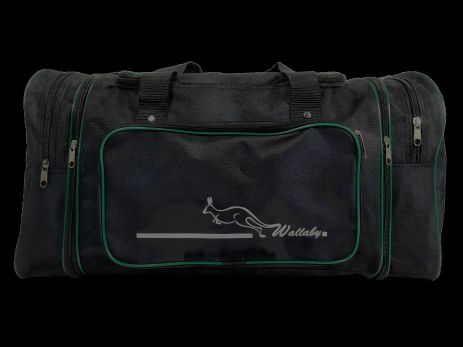 Дорожная сумка Wallaby на 2 отделения, черная с зеленым (365-3)