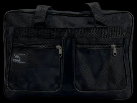 Українська містка сумка через плече на три відділення, чорна