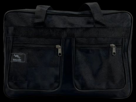 Українська містка сумка через плече на три відділення, чорна