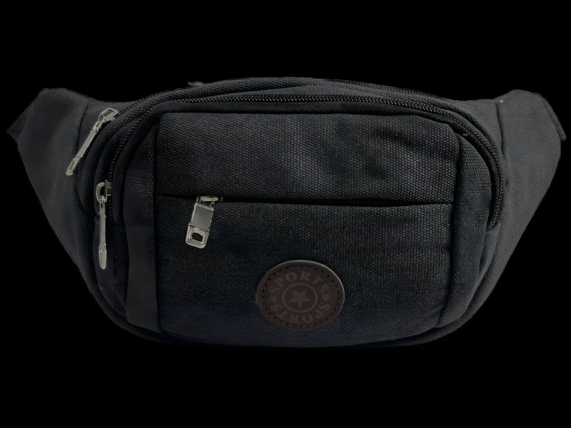 Брезентовая мужская сумка-бананка с застежкой-змейкой, черная Брезентовая мужская сумка-бананка с застежкой-змейкой, черная