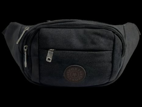 Брезентовая мужская сумка-бананка, оснащенная застежкой-змейкой, черная