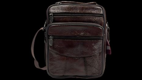 Сумка елегантна через плече з натуральної шкіри, зносостійка, коричнева