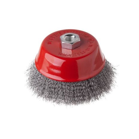 Щітка чашкова, 125 мм, М14, кручений дріт, для УШМ, 6500 об/хв INTERTOOL BT-1125 Щітка чашкова, 125 мм, М14, кручений дріт, для УШМ, 6500 об/хв INTERTOOL BT-1125