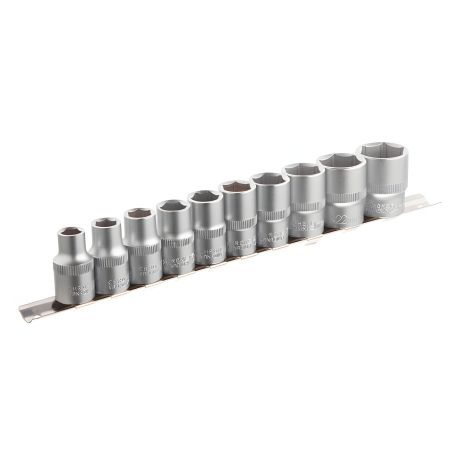 Набор шестигранных головок на планке, 1/2", 10 ед. (10, 11, 12, 13, 14, 15, 17, 19, 22, 24 мм) INTERTOOL ET-6011