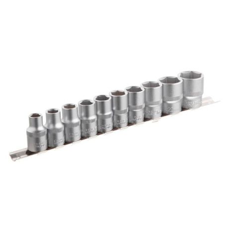 Набір шестигранних головок на планці, 1/2", 10 од. (10, 11, 12, 13, 14, 15, 17, 19, 22, 24 мм) INTERTOOL ET-6011