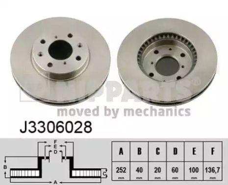 Диск гальмівний OPEL AGILA, SUZUKI SPLASH, NIPPARTS (J3306028)