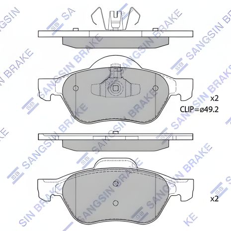 Комплект гальмівних колодок, дискове гальмо RENAULT MEGANE, SANGSIN (SP1414)