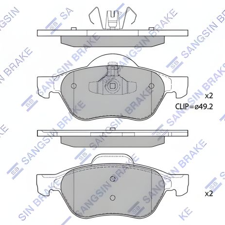 Комплект тормозных колодок, дисковый тормоз RENAULT MEGANE, SANGSIN (SP1414)