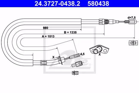 Трос ручного тормоза VW LT, MERCEDES-BENZ SPRINTER, ATE (24372704382)