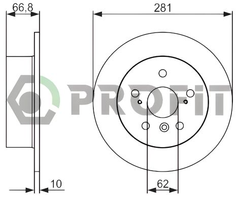 Тормозной диск для LEXUS ES и TOYOTA CAMRY, PROFIT (50102028) Тормозной диск для LEXUS ES и TOYOTA CAMRY, PROFIT (50102028)