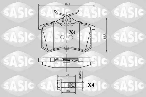 Комплект гальмівних колодок, дискове гальмо LANCIA PHEDRA, PEUGEOT 2008, Sasic (6210001)