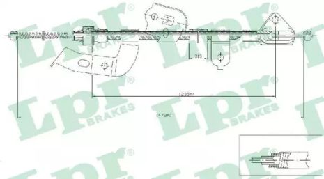 Трос ручного тормоза TOYOTA AYGO, PEUGEOT 107, LPR (C0133B)