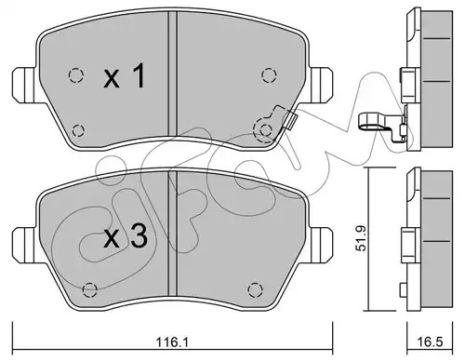 Комплект гальмівних колодок, дискове гальмо OPEL AGILA, OPEL AGILA, CIFAM (8224851)