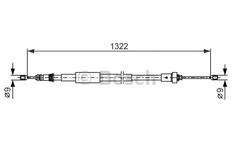 Трос ручного тормоза RENAULT CLIO, BOSCH 1987482385 Трос ручного тормоза RENAULT CLIO, BOSCH 1987482385