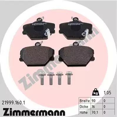 Комплект тормозных колодок, дисковый тормоз SMART FORTWO, ZIMMERMANN (219991601)