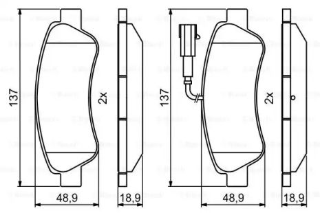 Набір гальмівних колодків, Fiat Ducato, Peugeot Boxer, Bosch (0986494994)