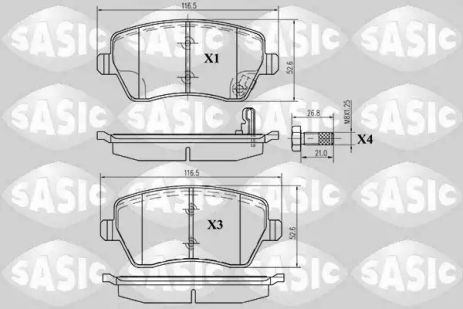 Комплект гальмівних колодок, дискове гальмо OPEL AGILA, DACIA DOKKER, Sasic (6214011)