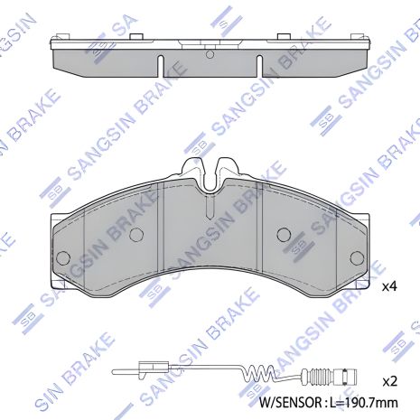 Гальмівні колодки для дискових гальм VW LT та Mercedes-Benz Sprinter, SANGSIN SP1277