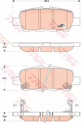 Комплект тормозных колодок, дисковый тормоз NISSAN TIIDA, TRW (GDB3508)