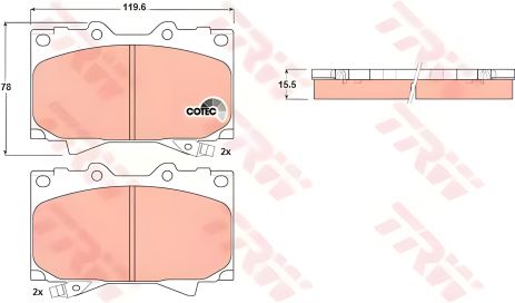 Тормозные колодки для LEXUS LX, TOYOTA LAND CRUISER, TRW (GDB3197)