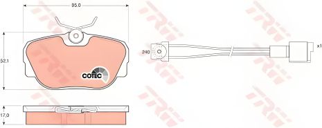 Тормозные колодки для дискового тормоза, комплект BMW 3, TRW (GDB820)