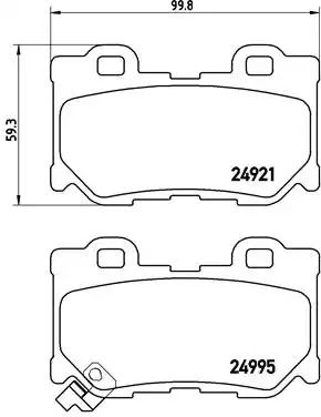 Набір гальмівних прокладок, Nissan 370, Infiniti Q60, Brembo (P56095) Диск.