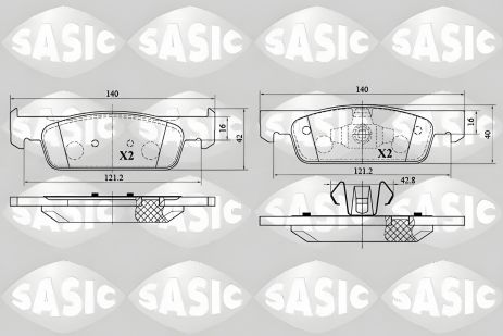 Гальмівні колодки комплект DACIA LOGAN RENAULT TWINGO Sasic (6214029)