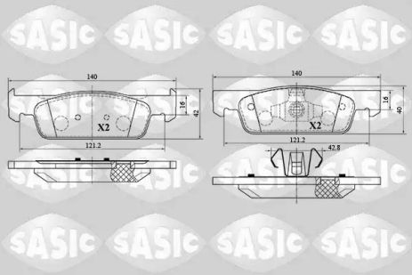 Комплект тормозных колодок, дисковый тормоз DACIA LOGAN, RENAULT TWINGO, Sasic (6214029)