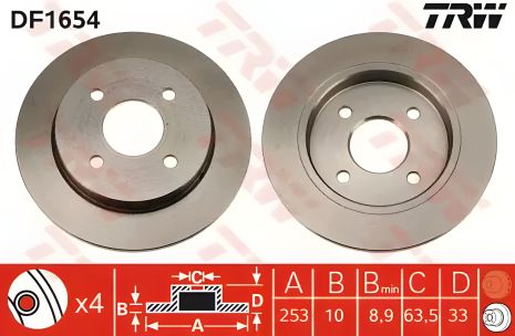 Гальмівний диск TRW FORD AUSTRALIA, TVR CHIMAERA, (DF1654) Гальмівний диск TRW FORD AUSTRALIA, TVR CHIMAERA, (DF1654)