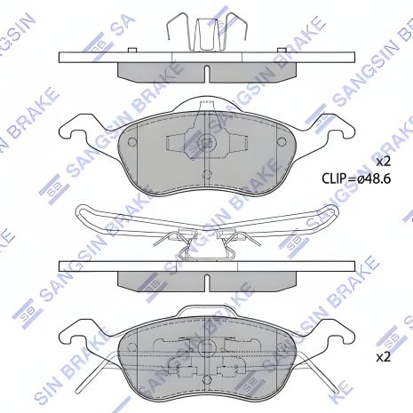 Тормозные дисковые колодки для FORD AUSTRALIA, SANGSIN (SP1259)