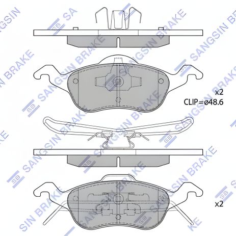 Комплект тормозных колодок, дисковый тормоз FORD AUSTRALIA, SANGSIN (SP1259)