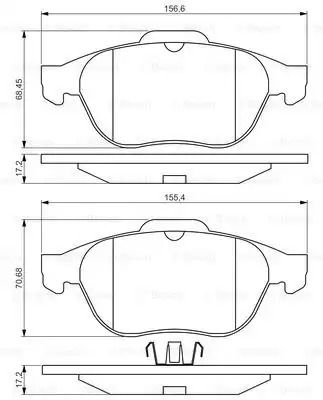 Комплект тормозных колодок, дисковый тормоз RENAULT GRAND SCÉNIC, BOSCH (0986495264)