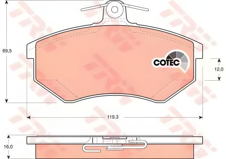 Колодок комплект гальмівних, гальмо дискове VW QUANTUM, SEAT INCA, TRW (GDB1048) Колодок комплект гальмівних, гальмо дискове VW QUANTUM, SEAT INCA, TRW (GDB1048)