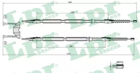 Трос ручного тормоза VAUXHALL ASTRA, OPEL ASTRA, LPR (C0537B)