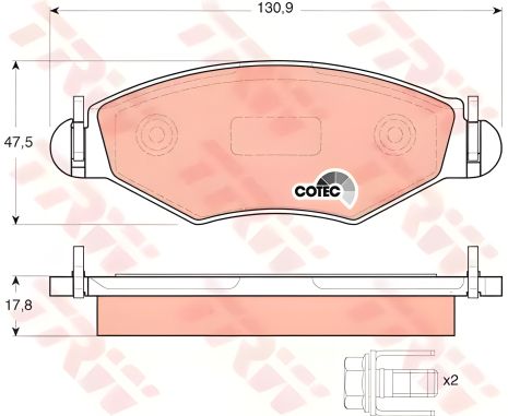 Комплект дискових гальмівних колодок PEUGEOT 206, TRW (GDB1500)
