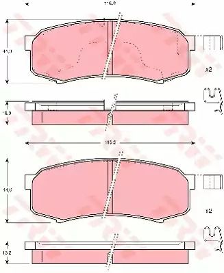 Комплект гальмівних колодок, дискове гальмо MITSUBISHI PAJERO, TOYOTA LAND CRUISER, TRW (GDB3110)