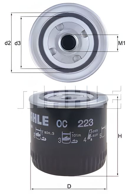 Оливний фільтр для CHERY TIGGO, ISUZU KB, від MAHLE/KNECHT (OC223)