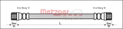 Тормозной шланг для PEUGEOT PARTNER и CITROËN XSARA от METZGER (4111152) Тормозной шланг для PEUGEOT PARTNER и CITROËN XSARA от METZGER (4111152)