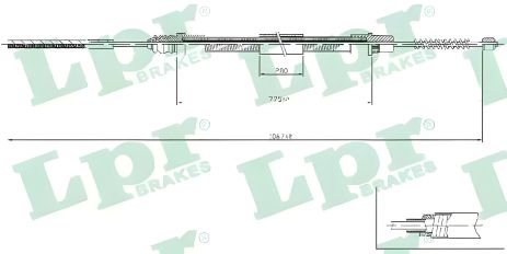Трос тормоза LPR (C0209B) ручного для LANCIA ZETA, FIAT SCUDO Трос тормоза LPR (C0209B) ручного для LANCIA ZETA, FIAT SCUDO