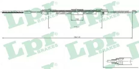 Ручний гальмівний кабель Lancia Zeta, Fiat Scudo, LPR (C0209B)