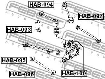 Сайлентблок задней продольной тяги, FEBEST (HAB093)