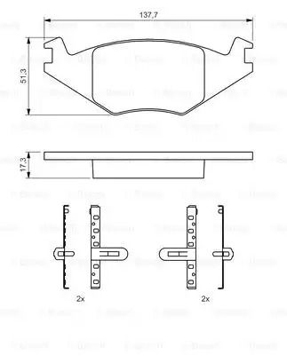 Набір гальмівних майданчиків, дисковий гальмо VW Golf, Seat Ibiza, Bosch (0986468890)