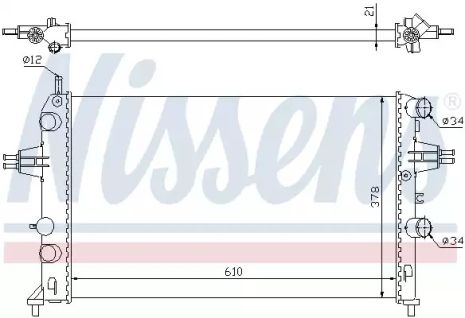 Радиатор охлаждения двигателя OPEL ASTRA, NISSENS (63091)