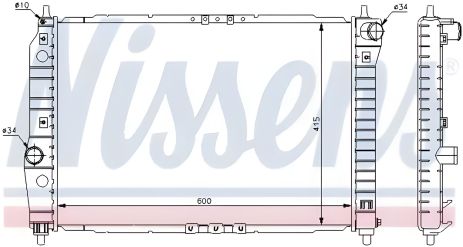 Радіатор двигуна охолодження CHEVROLET AVEO, DAEWOO KALOS, NISSENS (61645)