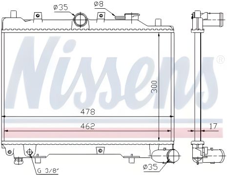 Радиатор для двигателя MAZDA 323, NISSENS (62512) Радиатор для двигателя MAZDA 323, NISSENS (62512)
