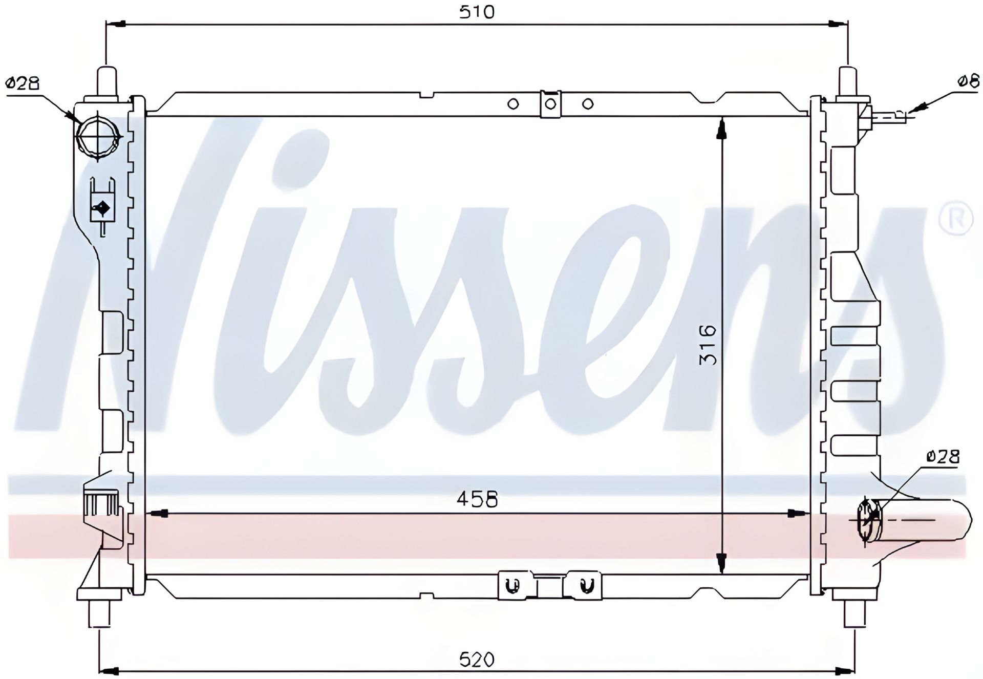 Радиатор двигателя для CHEVROLET SPARK, NISSENS (61630) Радиатор двигателя для CHEVROLET SPARK, NISSENS (61630)