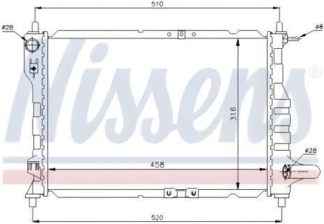Радиатор двигателя для CHEVROLET SPARK, NISSENS (61630)
