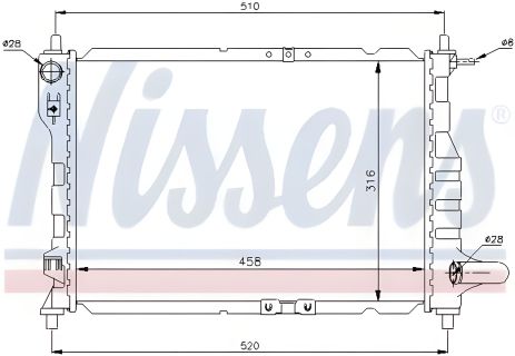 Радиатор охлаждения двигателя CHEVROLET SPARK, NISSENS (61630) Радиатор охлаждения двигателя CHEVROLET SPARK, NISSENS (61630)