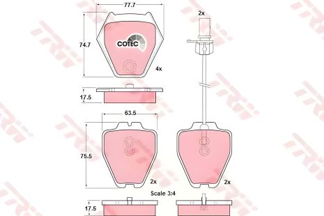 Гальмівні колодки для дискового гальма VW PASSAT, AUDI ALLROAD, TRW (GDB1381)